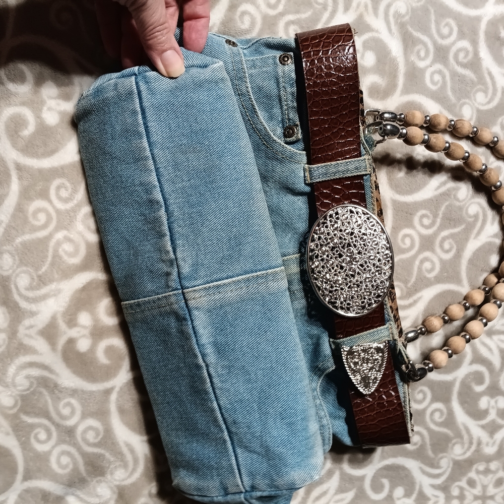 Western belted denim handbag - Picture 8 of 10